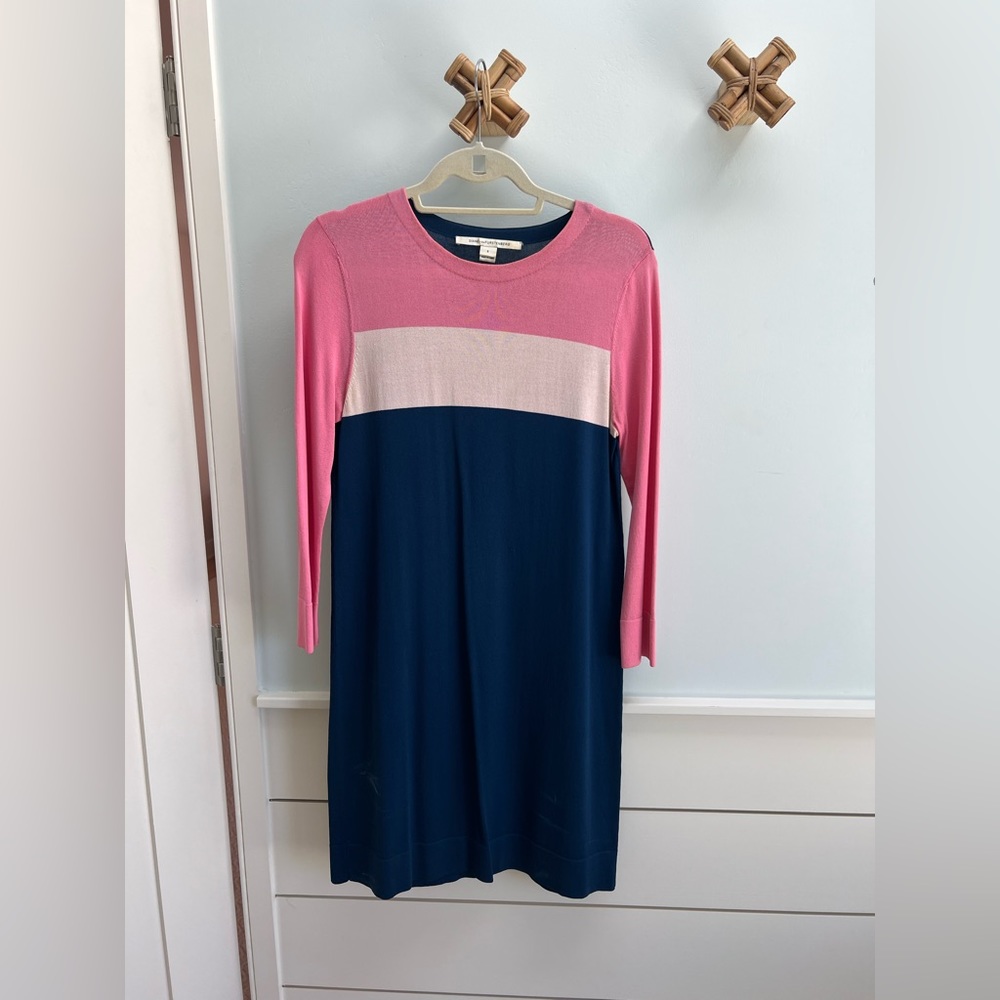 Diane Von Furstenburg Colorblock Shift Dress Size S